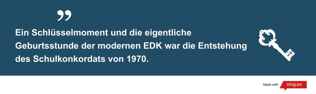 Ein Schlüsselmoment und die eigentliche Geburtsstunde der modernen EDK war die Entstehung des Schulkonkordats von 1970.